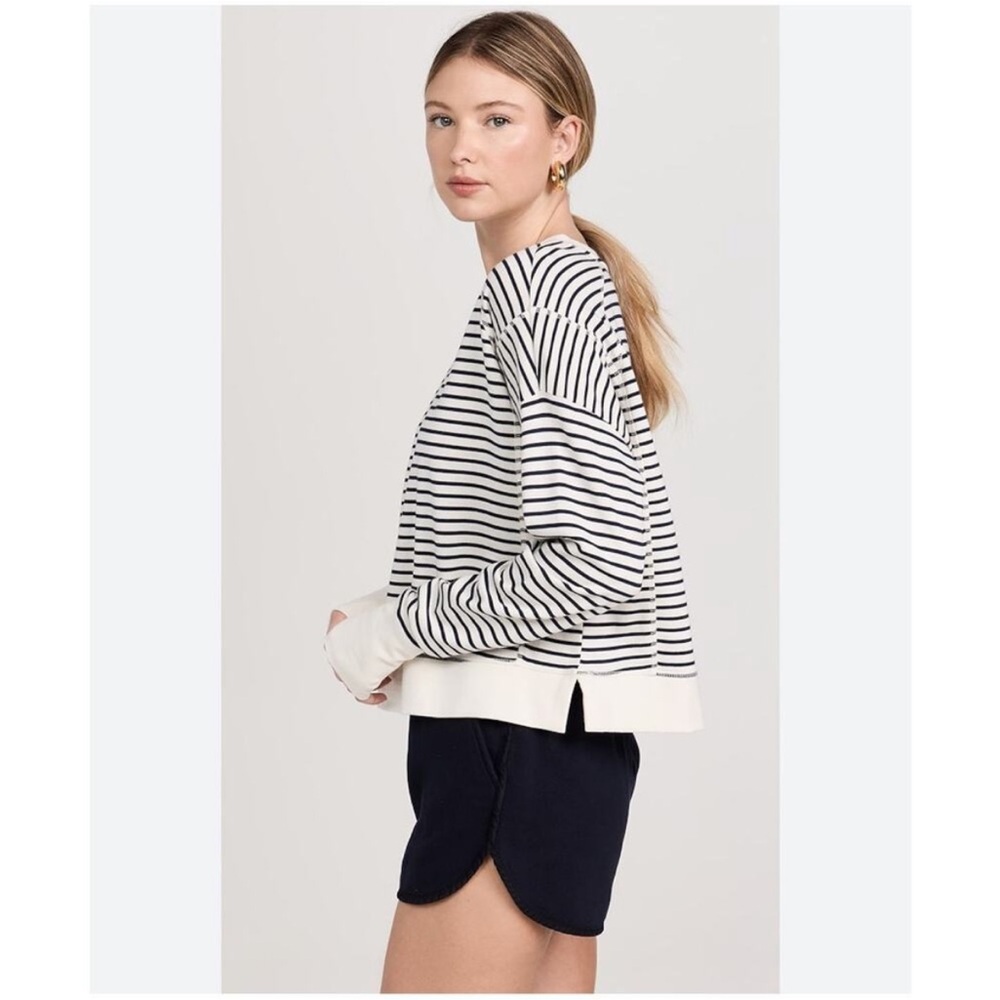 Sweaty Betty After Class Cropped Sweatshirt, Stripes - Size US 6
